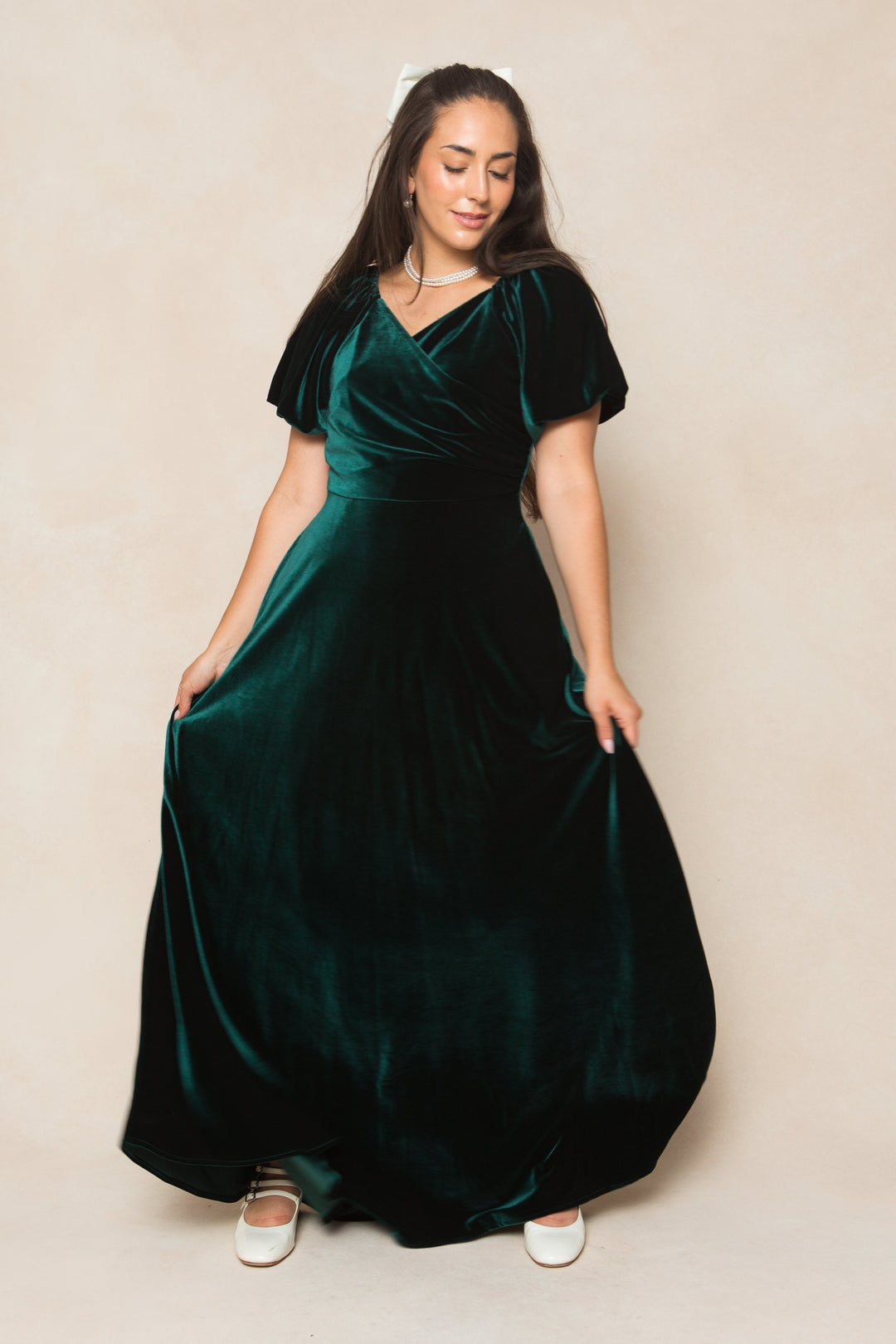 Tessie Dress in Emerald Velvet