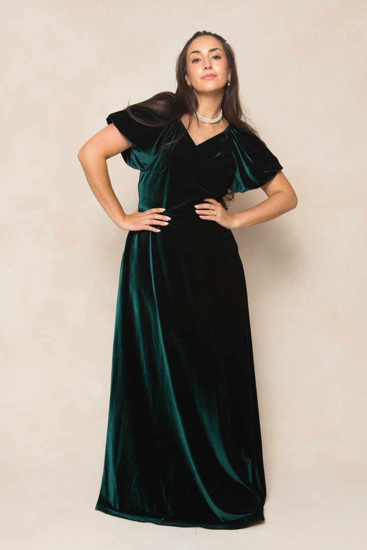 Tessie Dress in Emerald Velvet - FINAL SALE