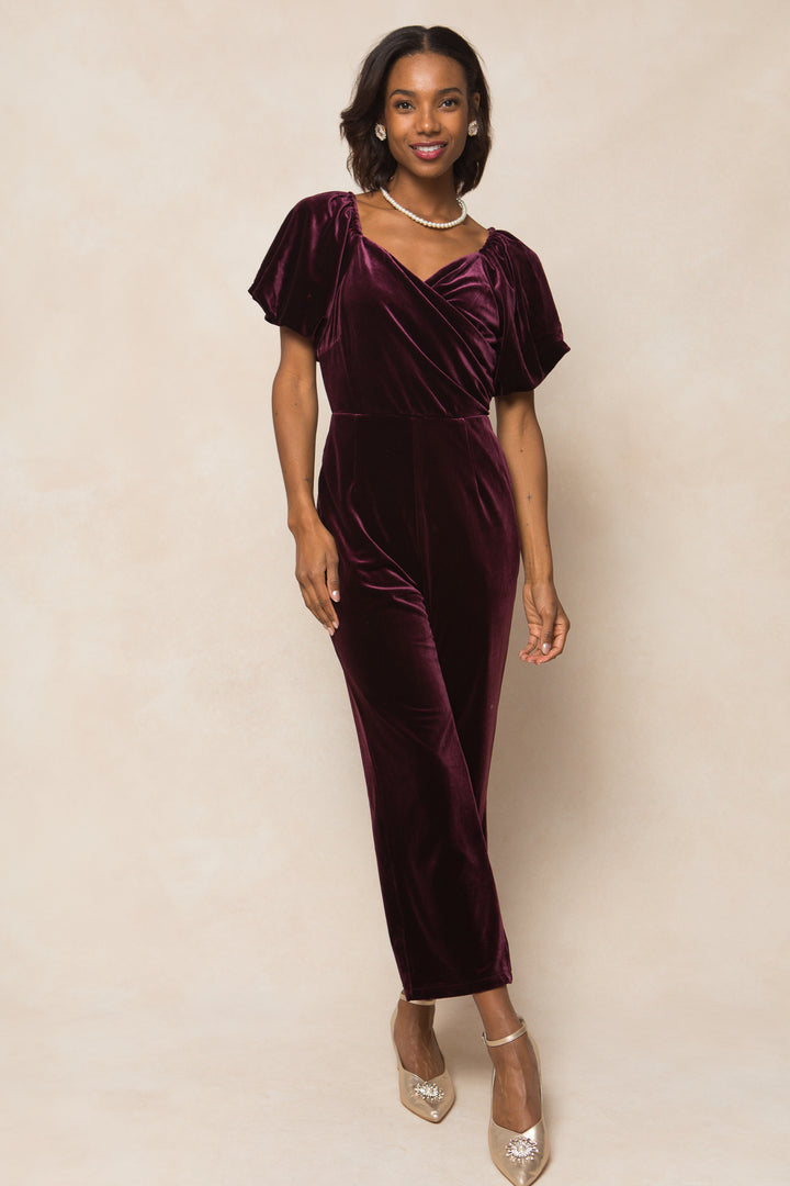 Tessie Jumpsuit in Purple Velvet