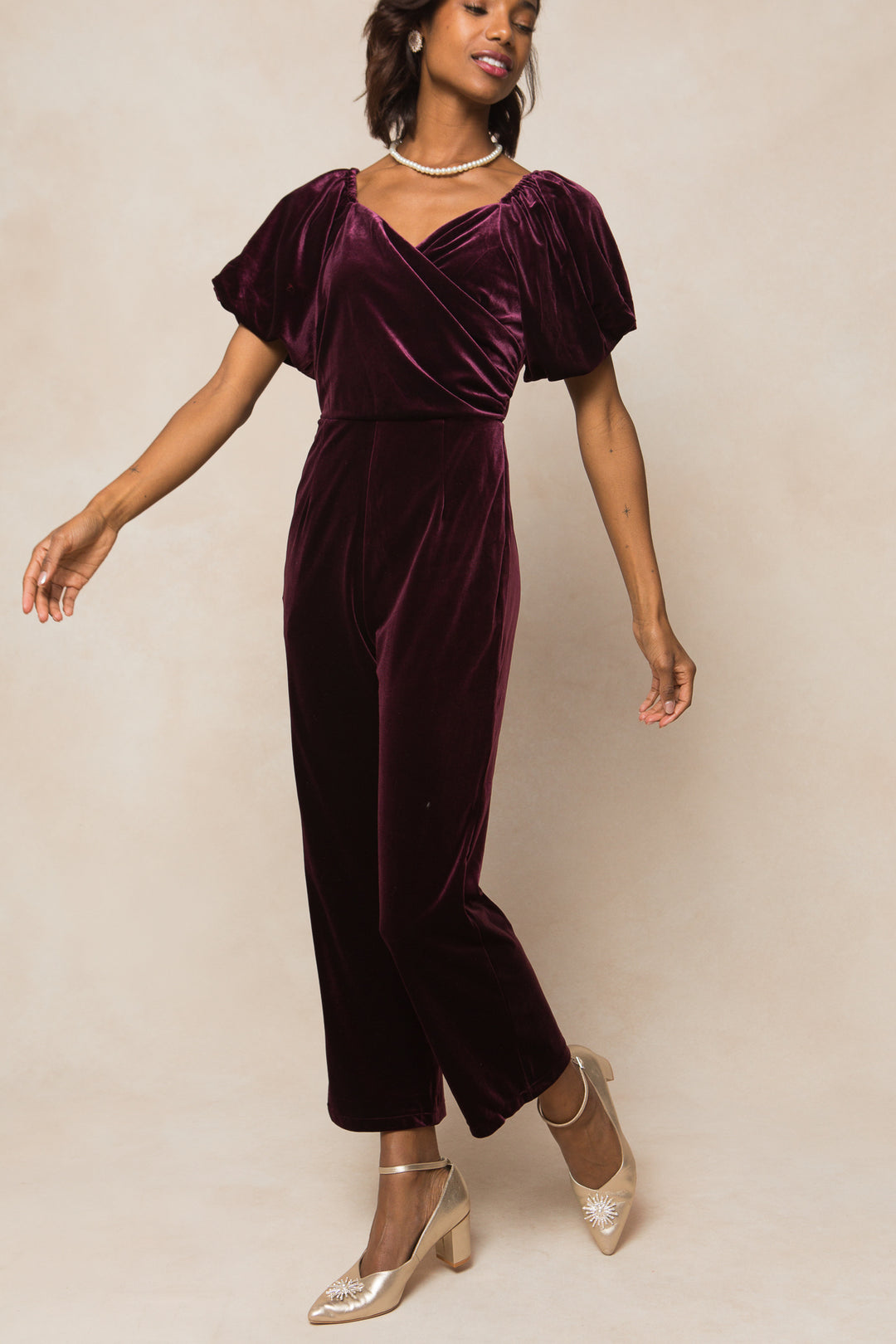 Tessie Jumpsuit in Purple Velvet