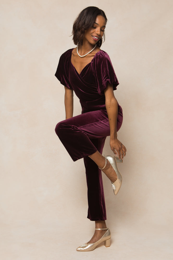 Tessie Jumpsuit in Purple Velvet