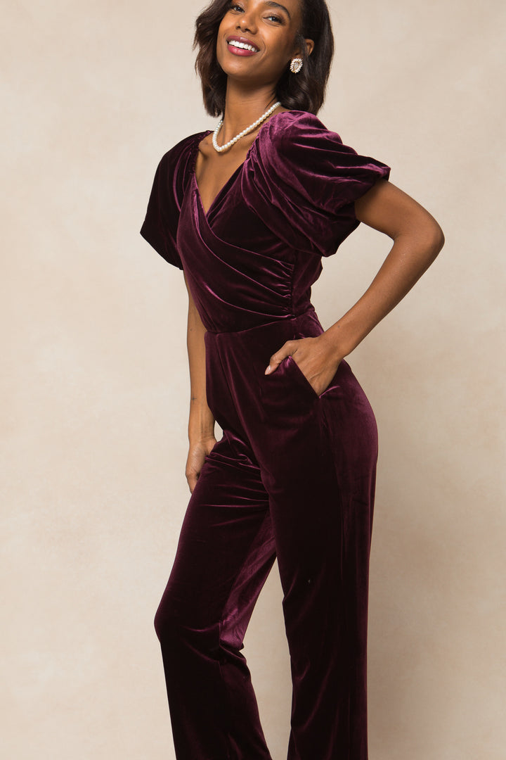 Tessie Jumpsuit in Purple Velvet