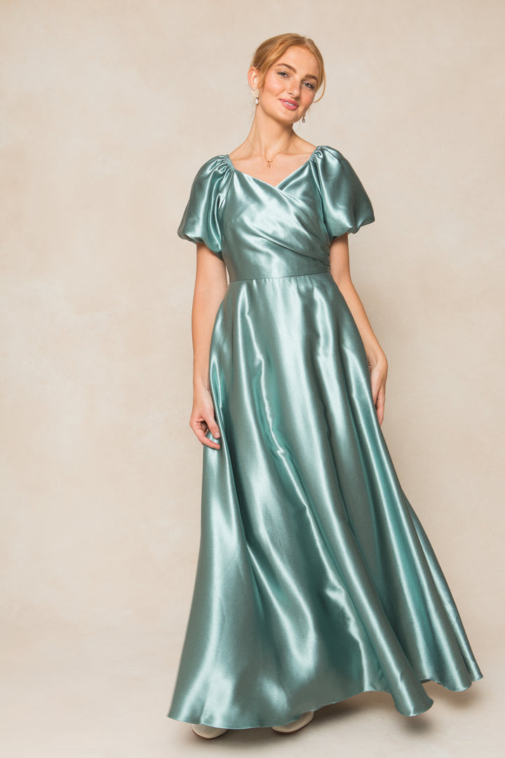 Tessie Dress in Seaglass Satin - FINAL SALE