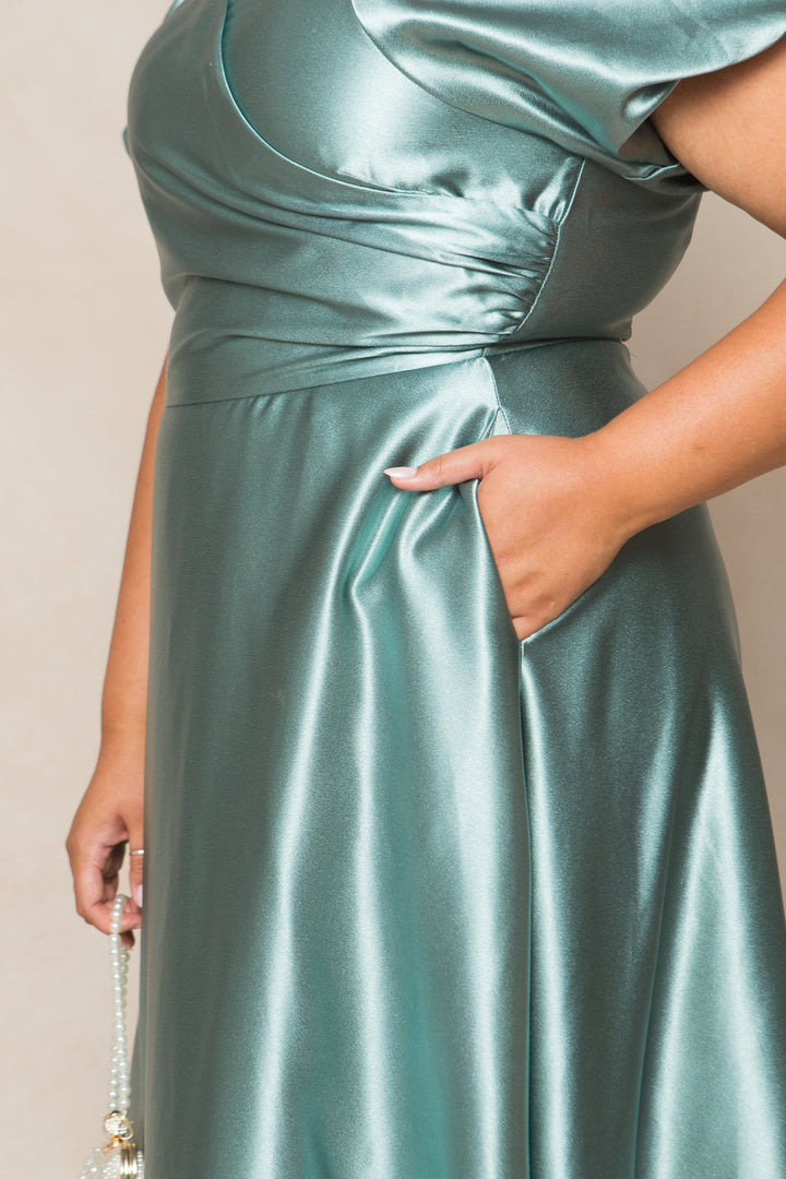 Tessie Dress in Seaglass Satin