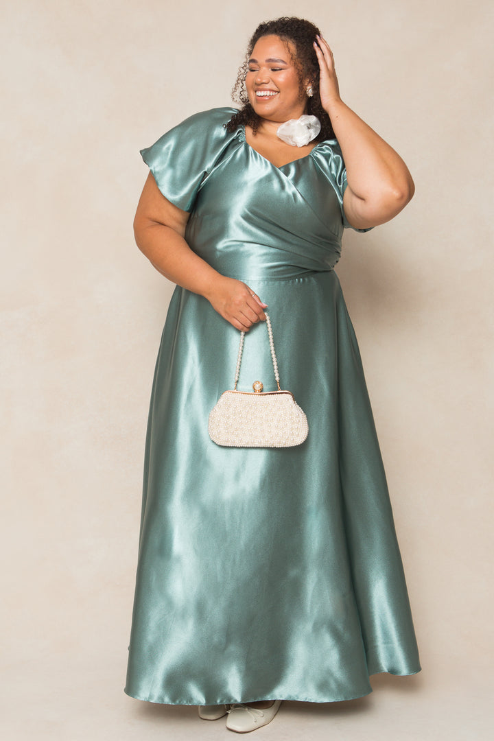 Tessie Dress in Seaglass Satin - FINAL SALE