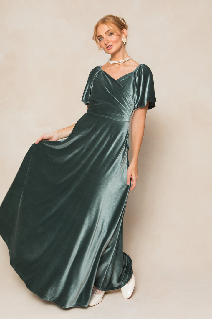 Tessie Dress in Seaglass Velvet