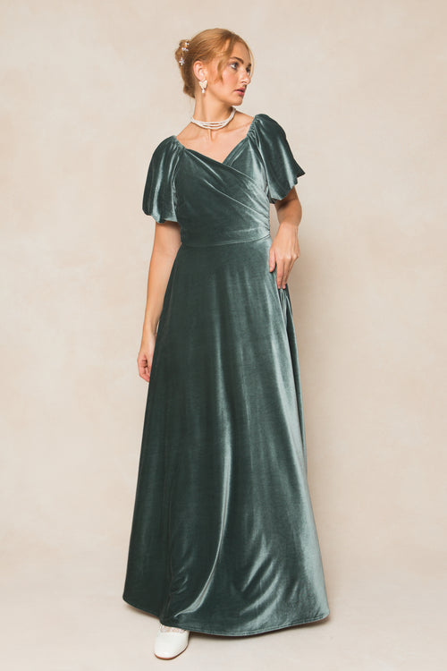 Tessie Dress in Seaglass Velvet - FINAL SALE