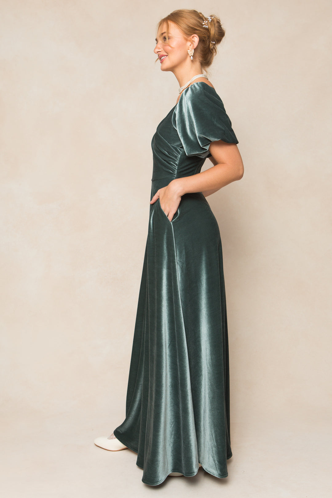 Tessie Dress in Seaglass Velvet