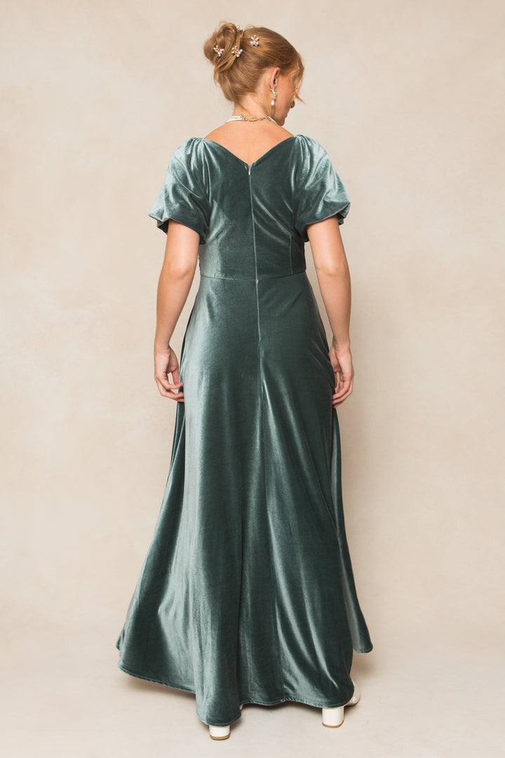 Tessie Dress in Seaglass Velvet - FINAL SALE