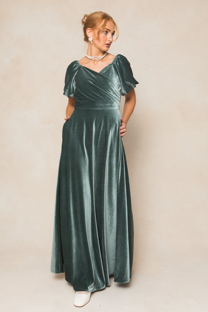 Tessie Dress in Seaglass Velvet