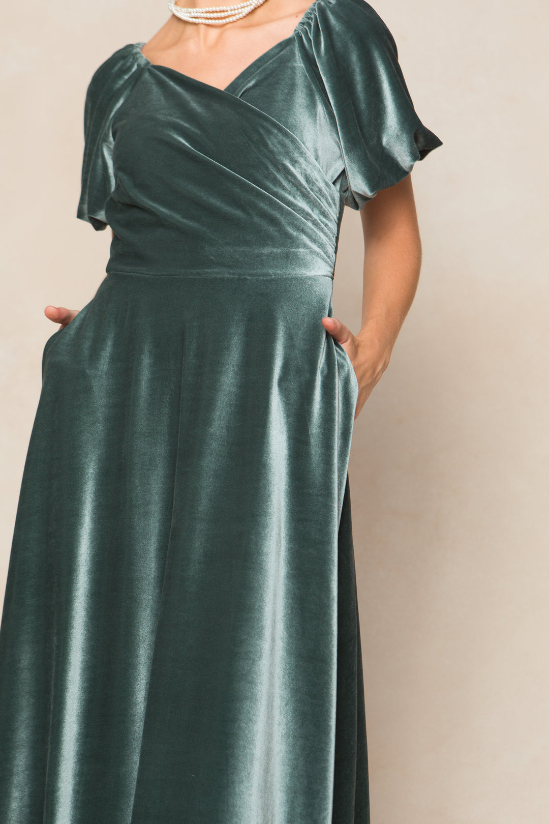 Tessie Dress in Seaglass Velvet - FINAL SALE