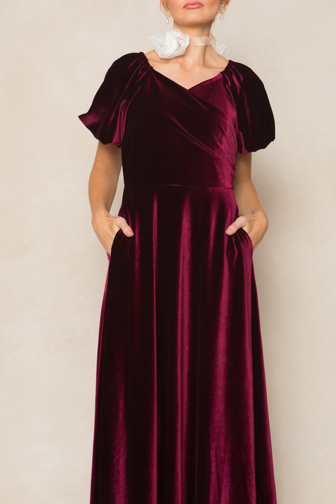 Tessie Dress in Wine Velvet