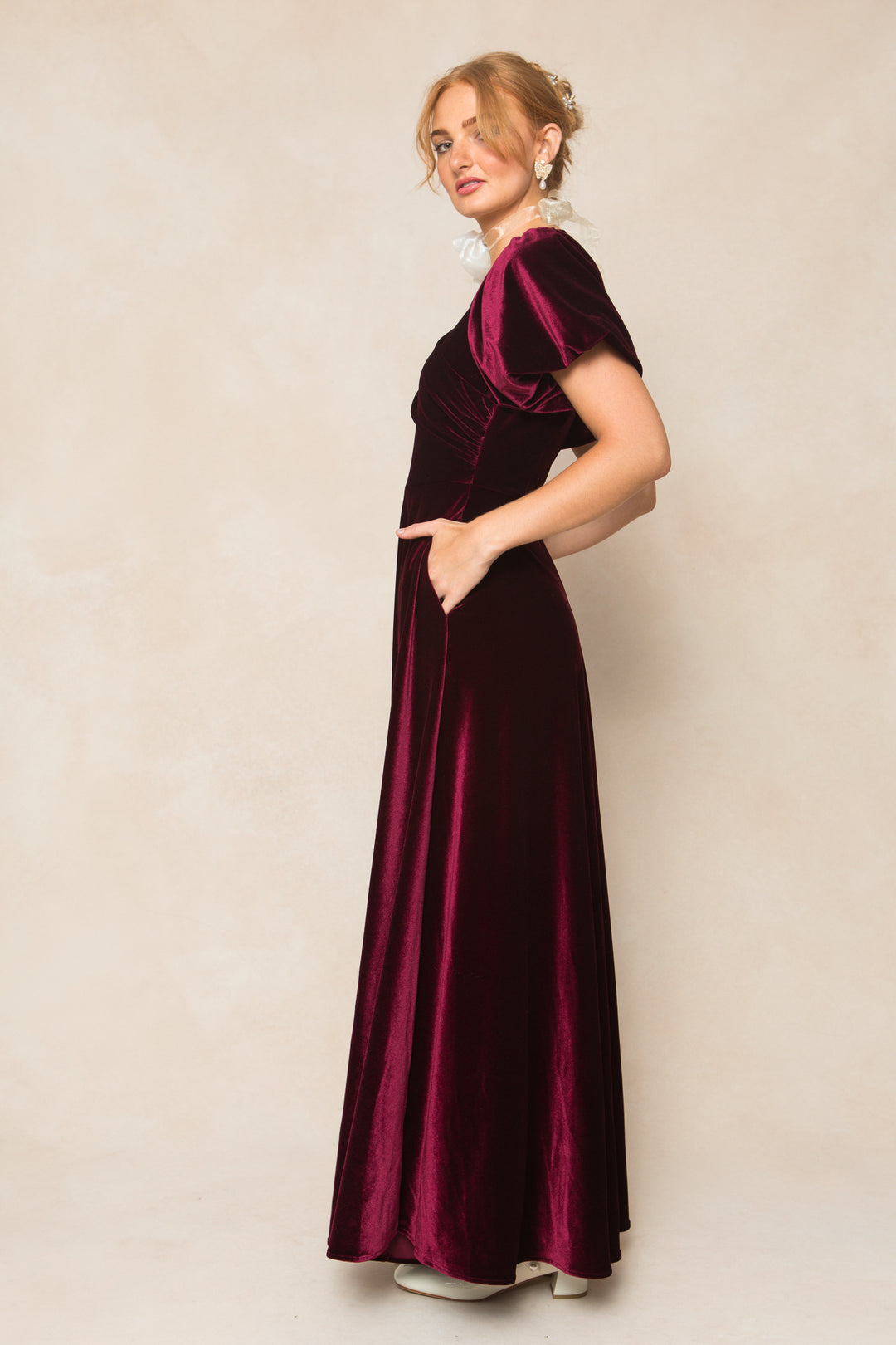 Tessie Dress in Wine Velvet - FINAL SALE