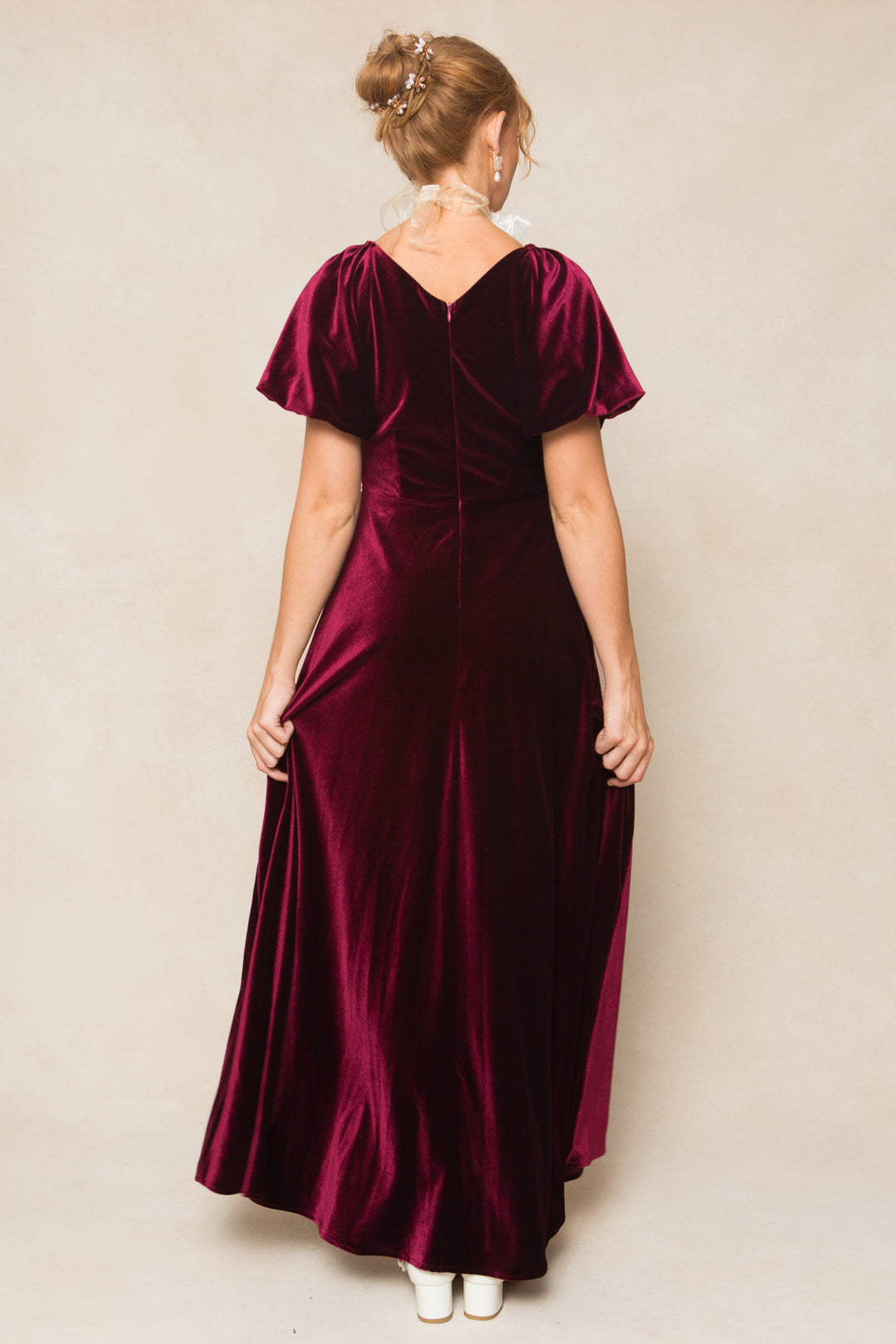 Tessie Dress in Wine Velvet - FINAL SALE