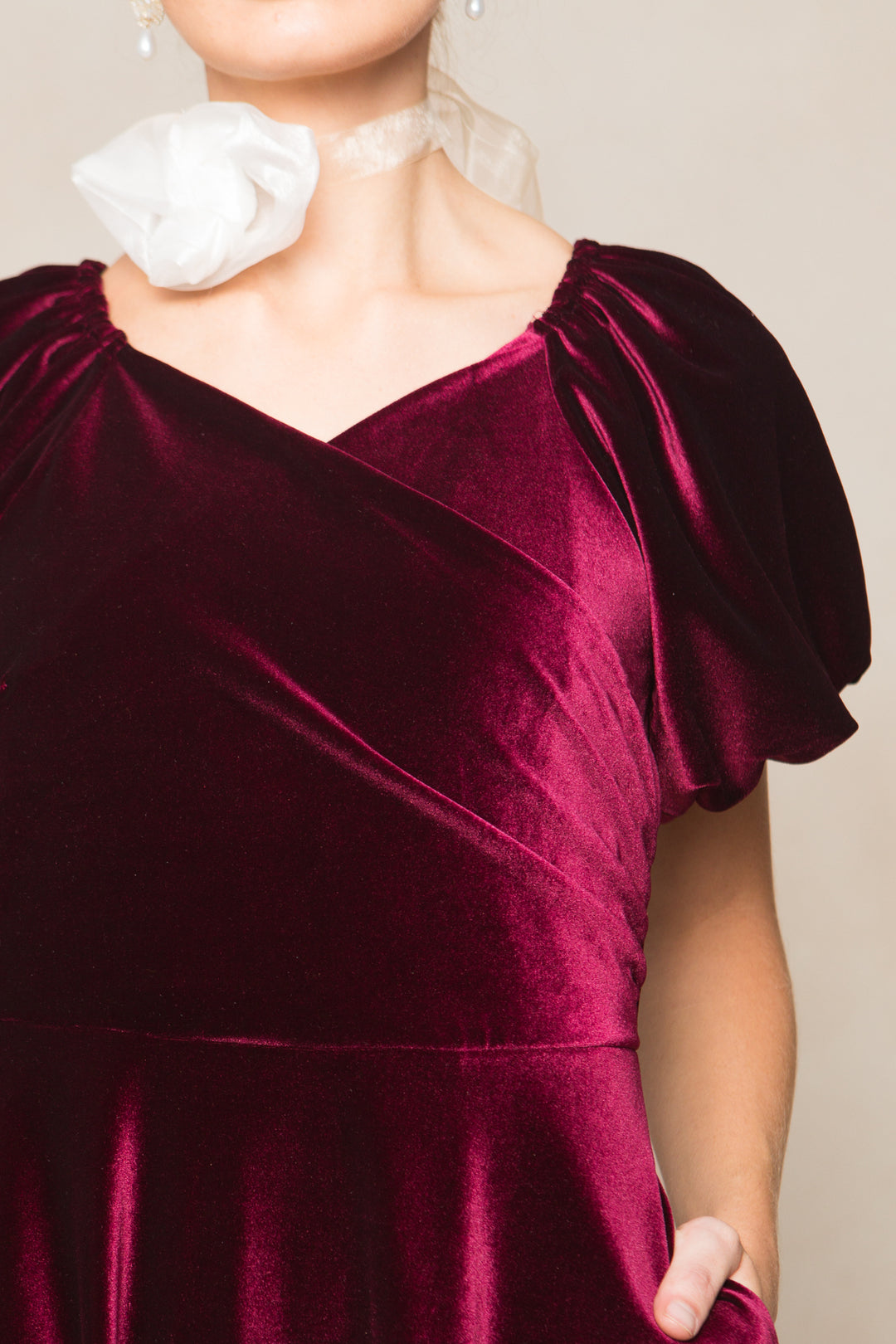 Tessie Dress in Wine Velvet