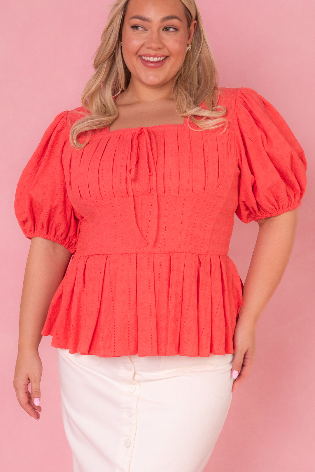Thea Top in Coral