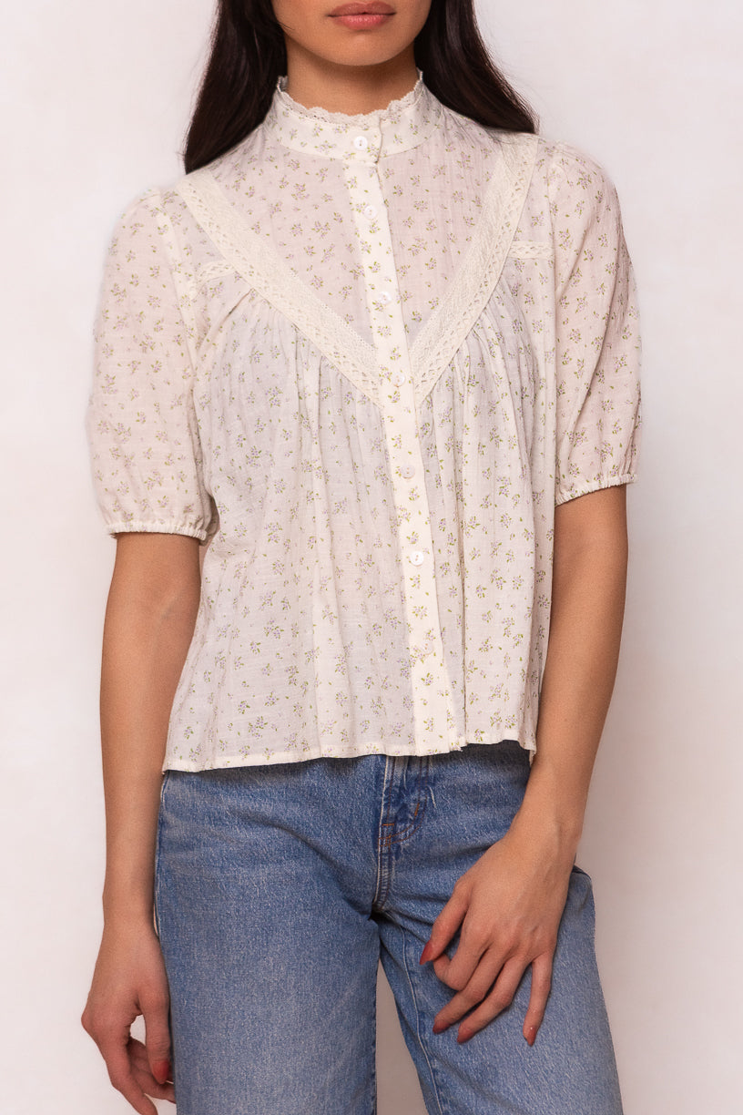 Tobey Top in Cream Floral