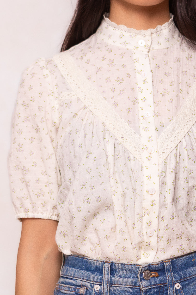 Tobey Top in Cream Floral