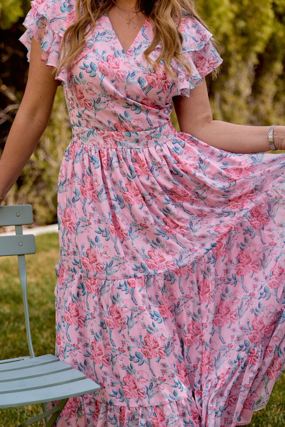 Trixie Dress in Pink Sketched Flower Chiffon – Ivy City Co