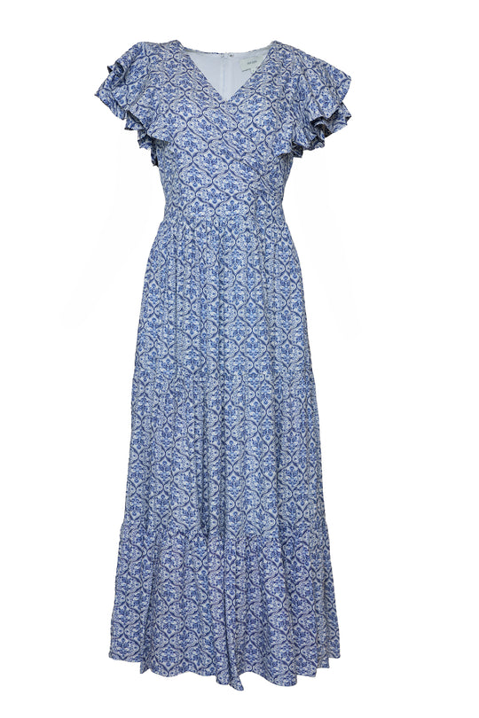 Trixie Dress in Blue Moroccan Tile