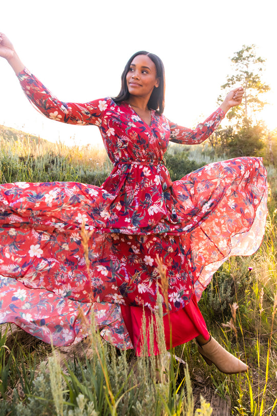 Laney Dress in Red Floral