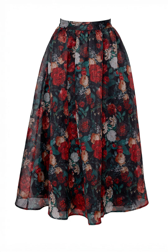 Floral patterned skirt on a white background