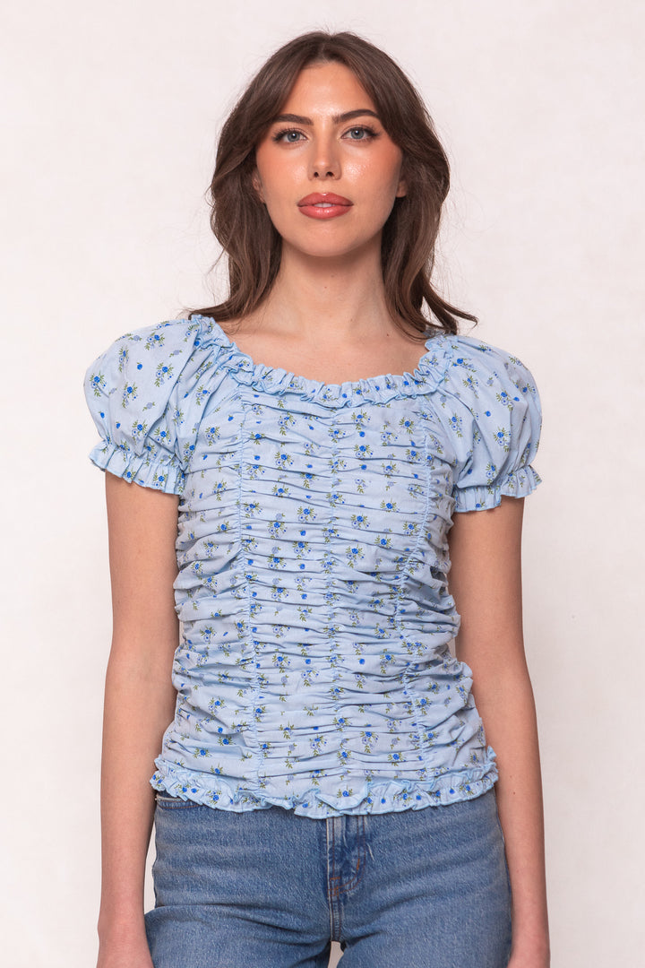 Vivi Top in Ditsy Blue Floral