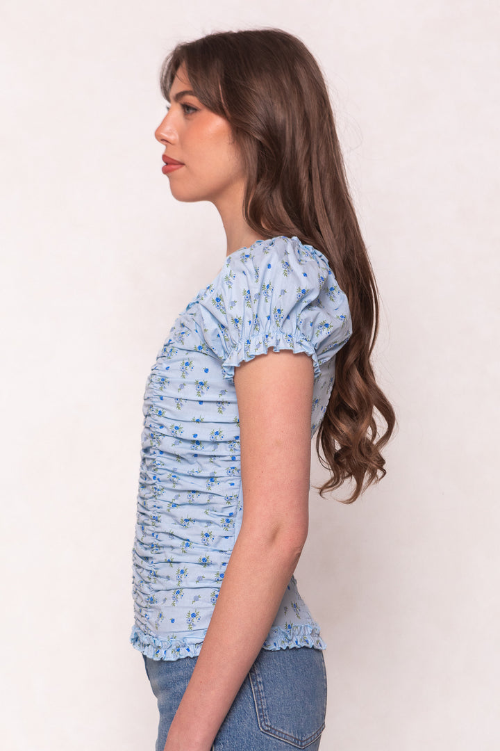 Vivi Top in Ditsy Blue Floral