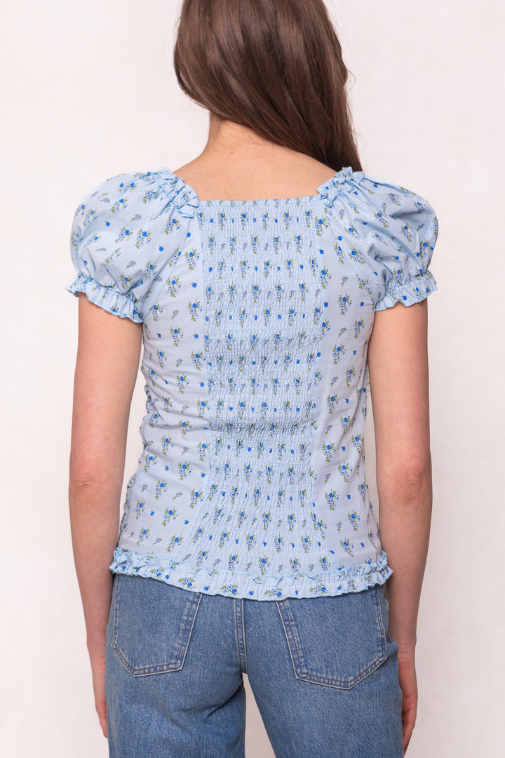 Vivi Top in Ditsy Blue Floral