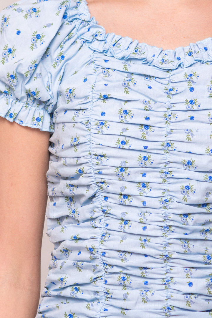 Vivi Top in Ditsy Blue Floral