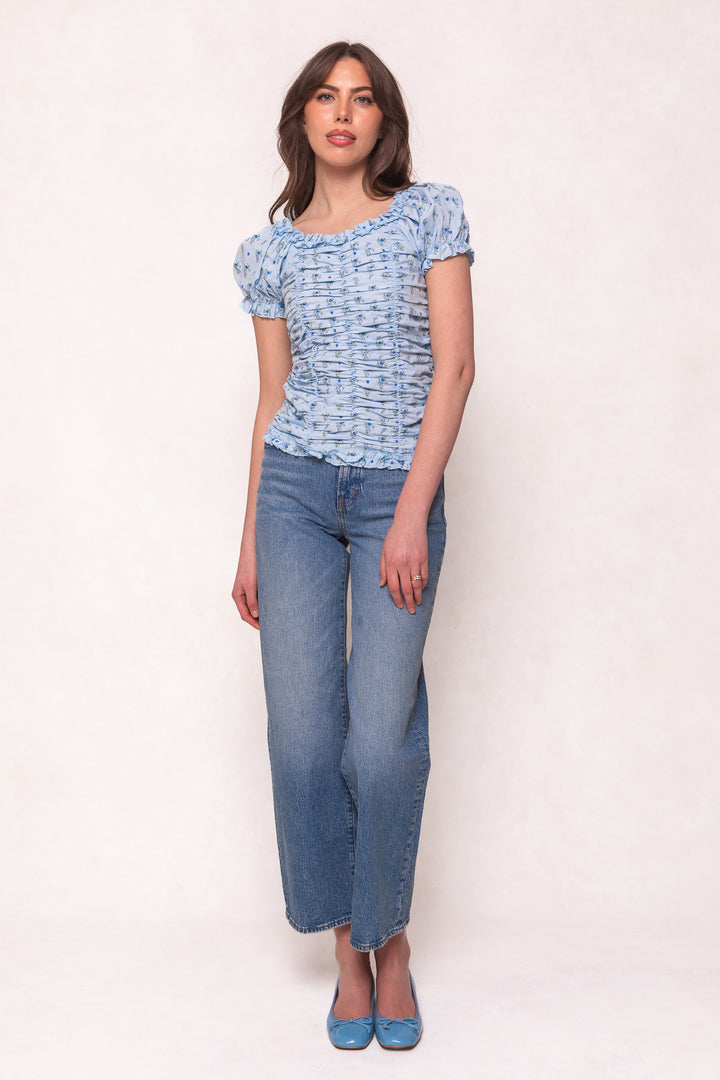 Vivi Top in Ditsy Blue Floral