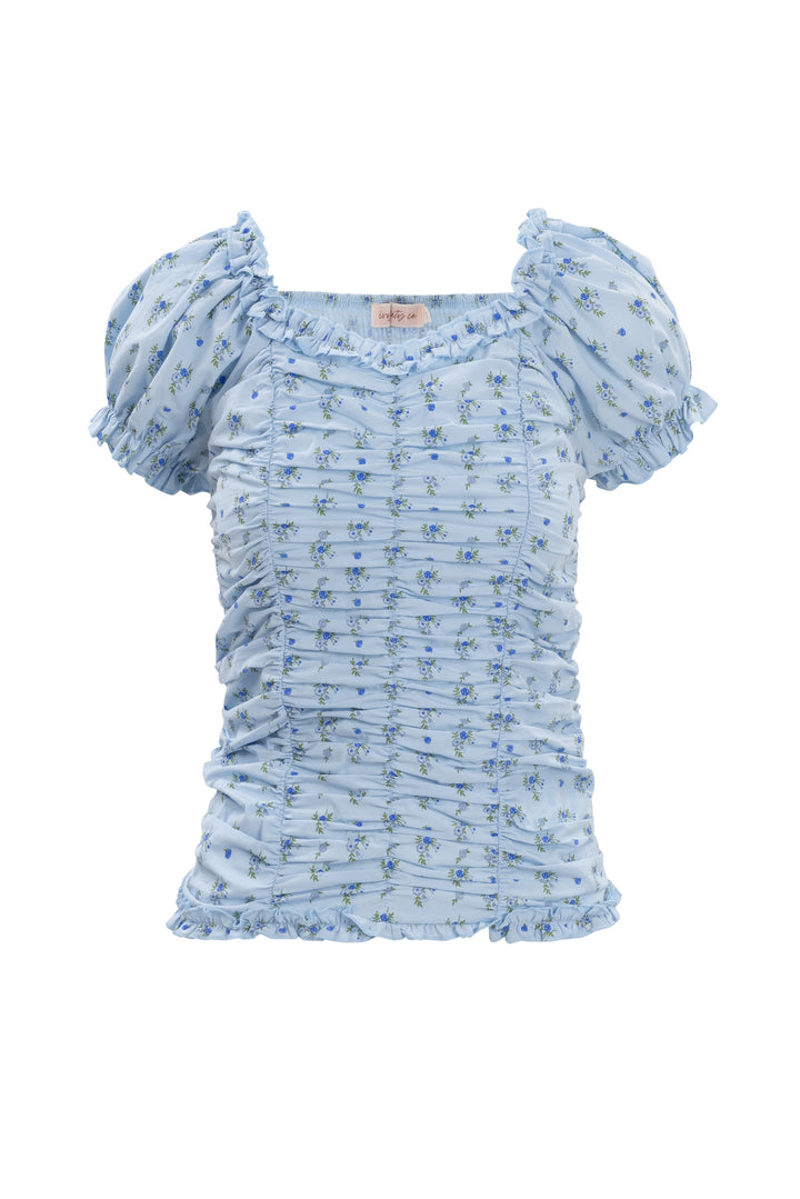 Vivi Top in Ditsy Blue Floral