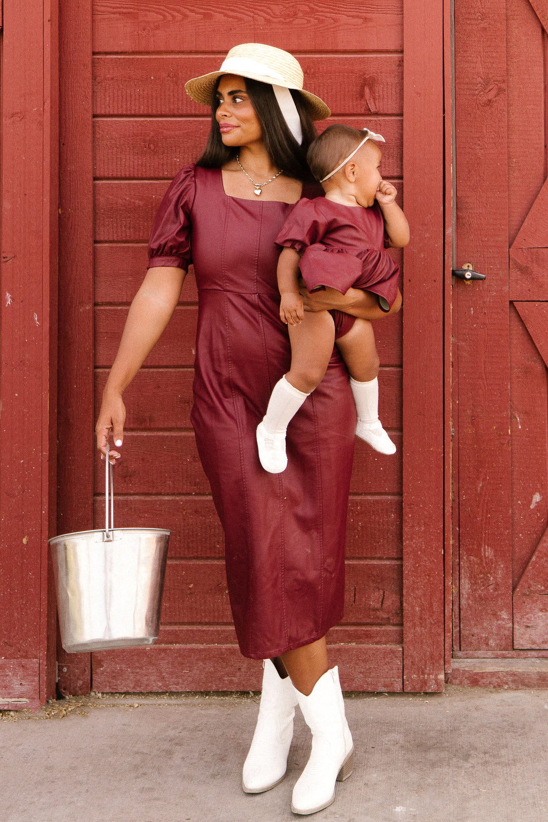 Bebe Vegan Leather Dress in Oxblood