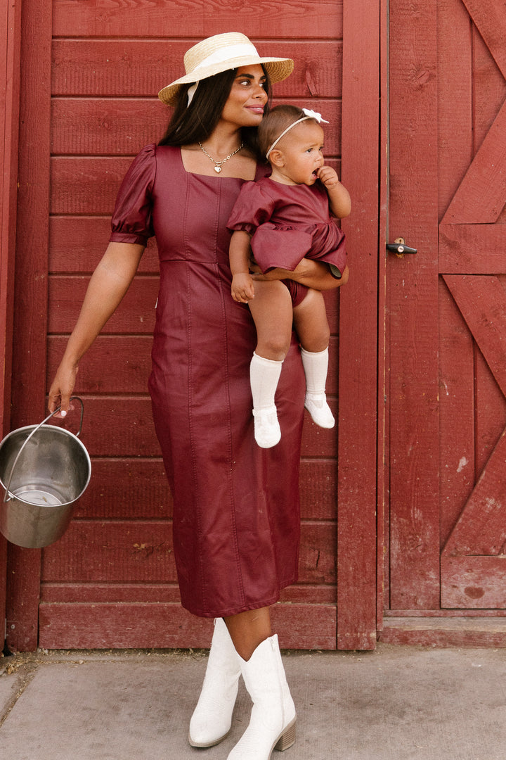 Baby Bebe Vegan Leather Dress Set in Oxblood