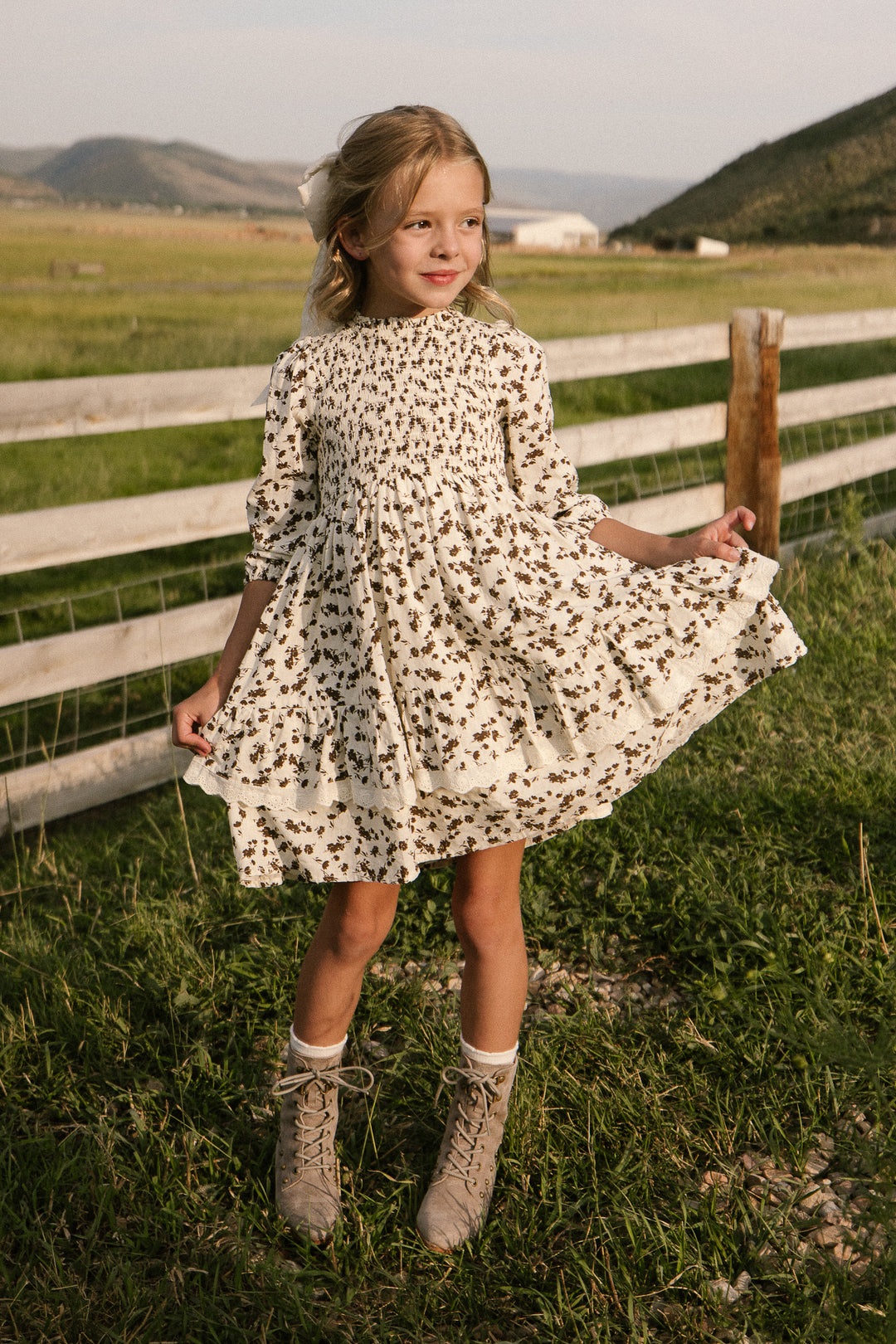 Mini Presley Dress in Cream Floral