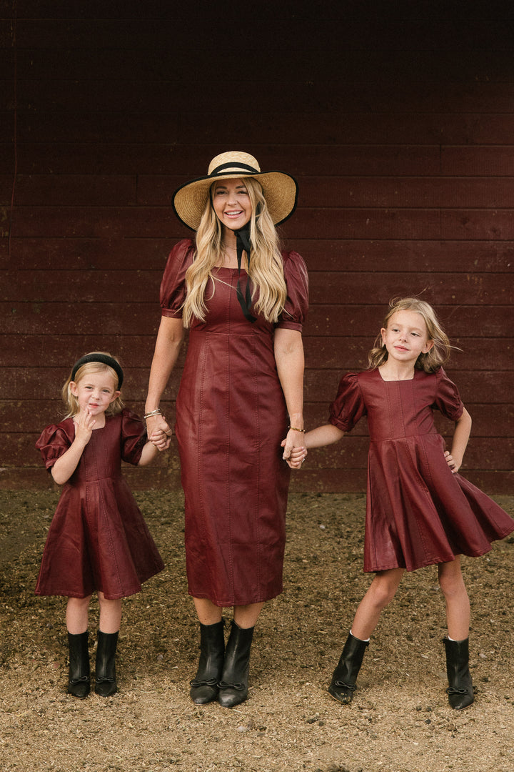 Bebe Vegan Leather Dress in Oxblood