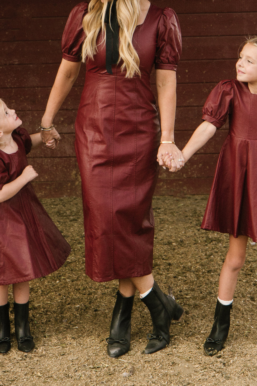 Bebe Vegan Leather Dress in Oxblood