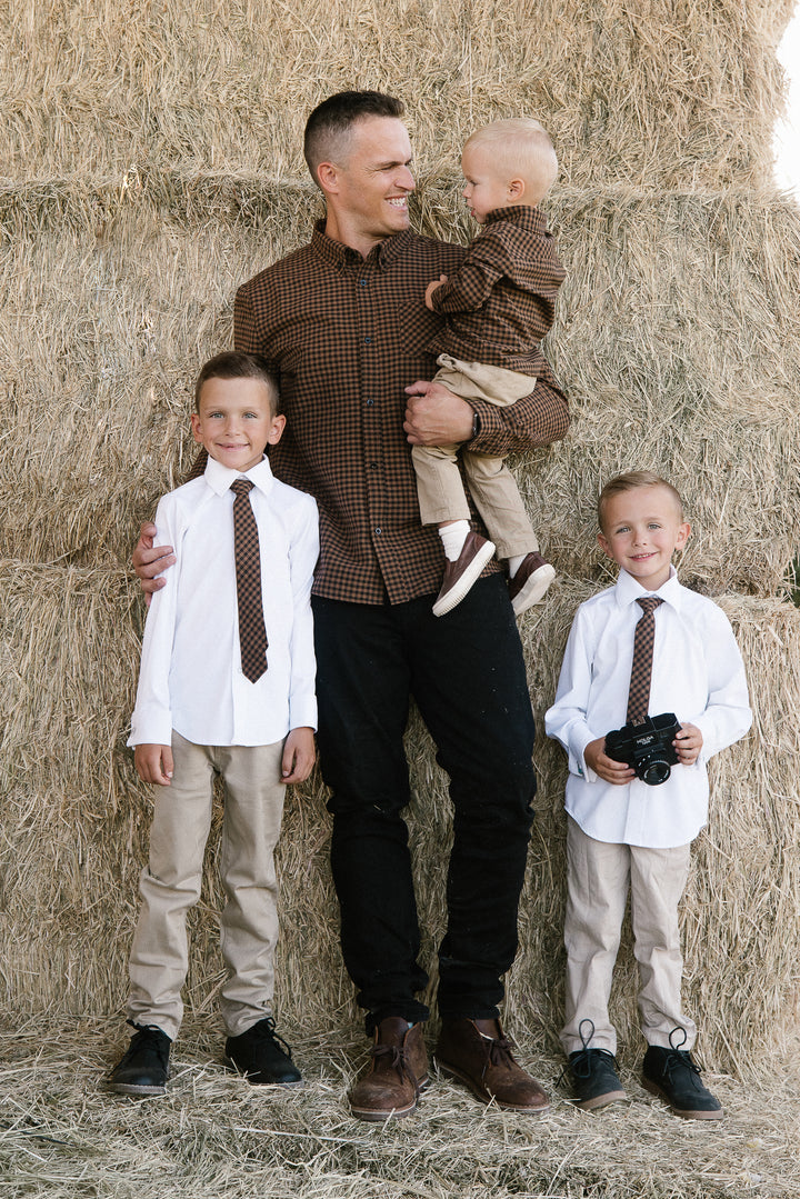 Mens John Shirt in Maple Brown Gingham