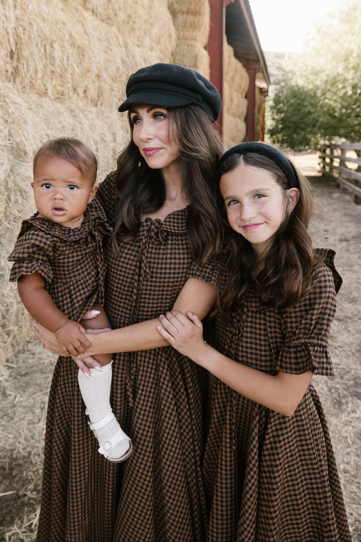 Mini Maple Dress in Brown Gingham