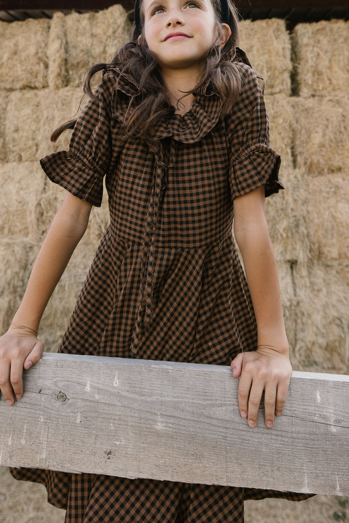 Mini Maple Dress in Brown Gingham