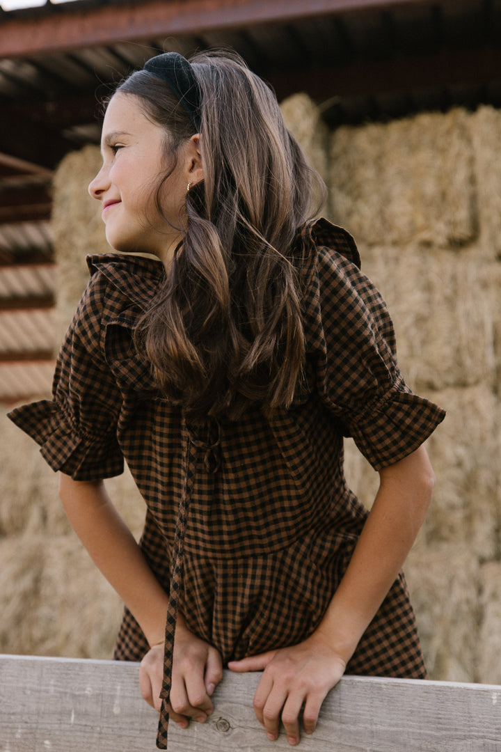 Mini Maple Dress in Brown Gingham