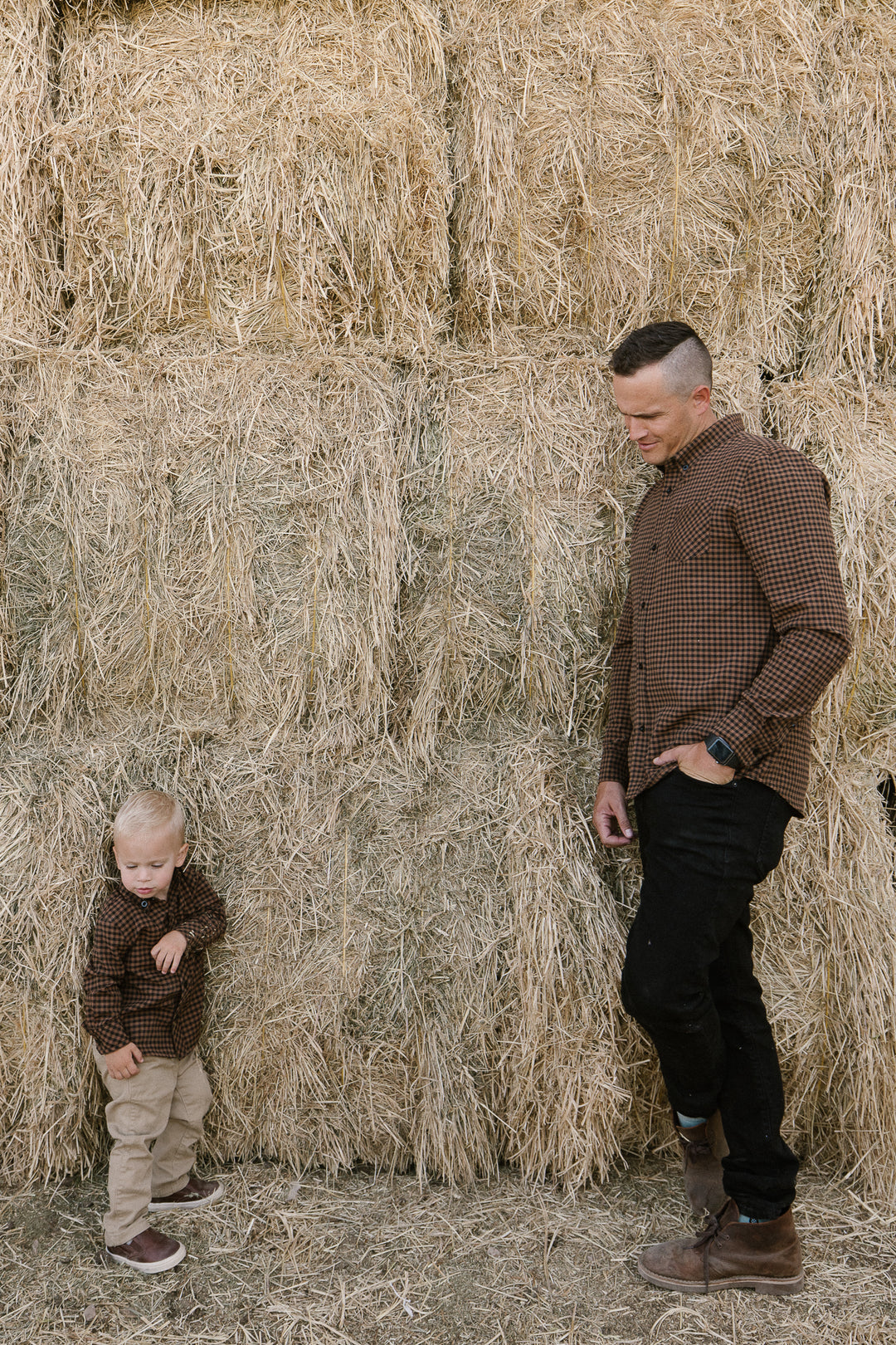 Mens John Shirt in Maple Brown Gingham - FINAL SALE