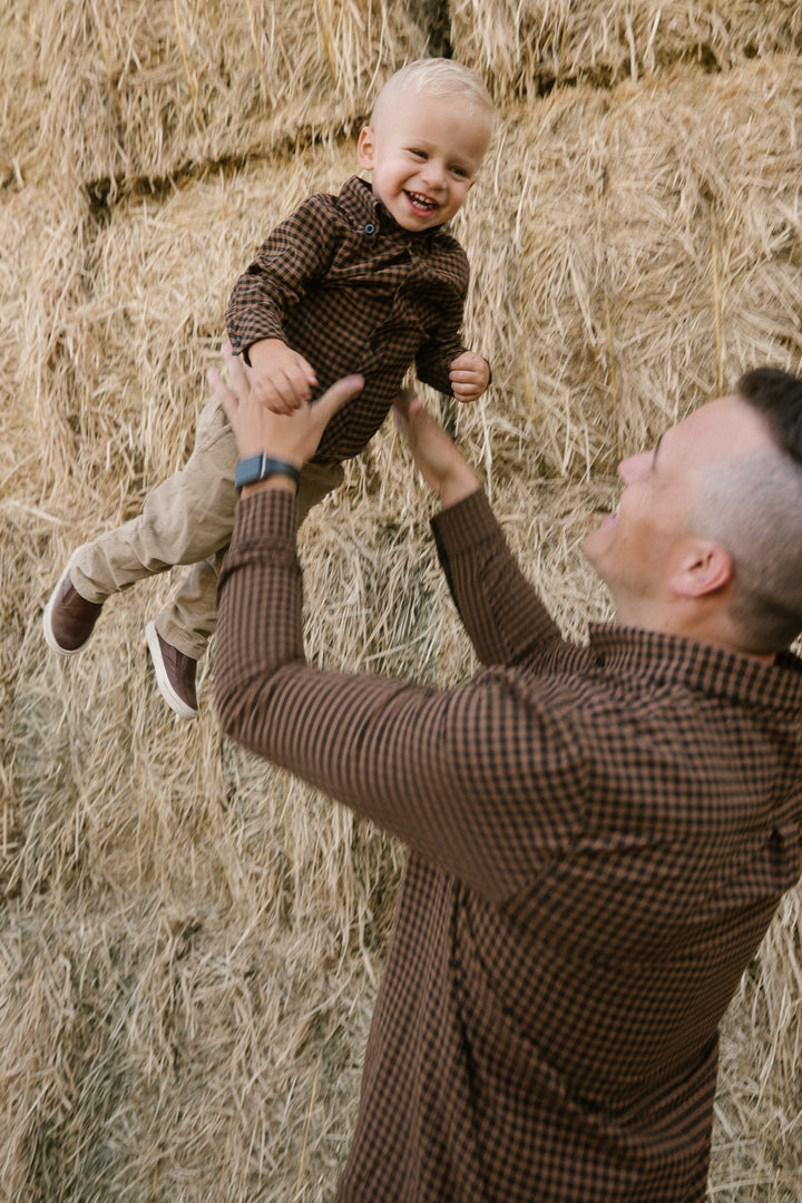 Baby Boys John Shirt in Maple Brown Gingham