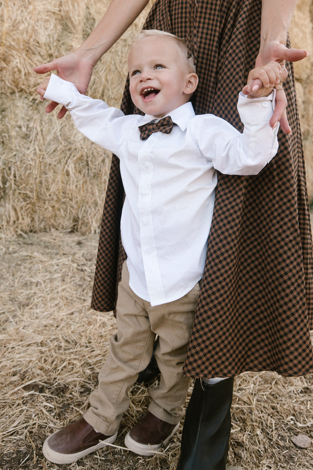 Baby Boys Henry Bow Tie in Maple Brown Gingham