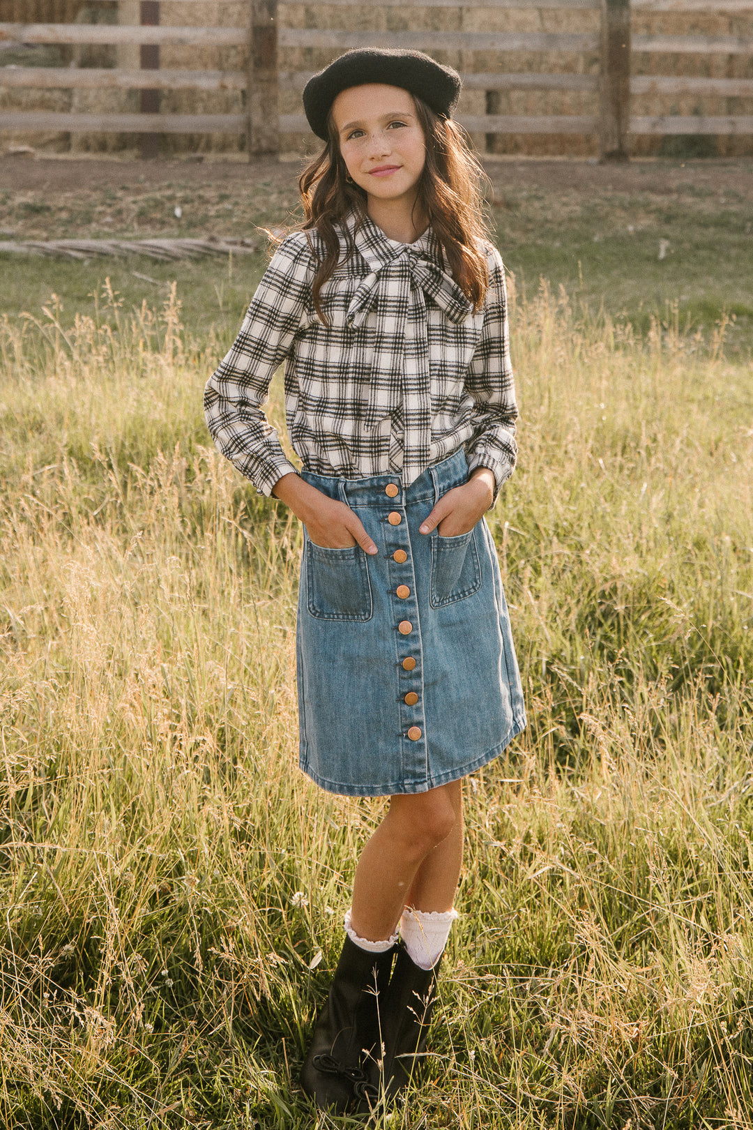 Mini Genevieve Blouse in Plaid