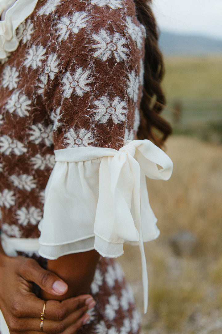 Becca Crochet Dress in Brown