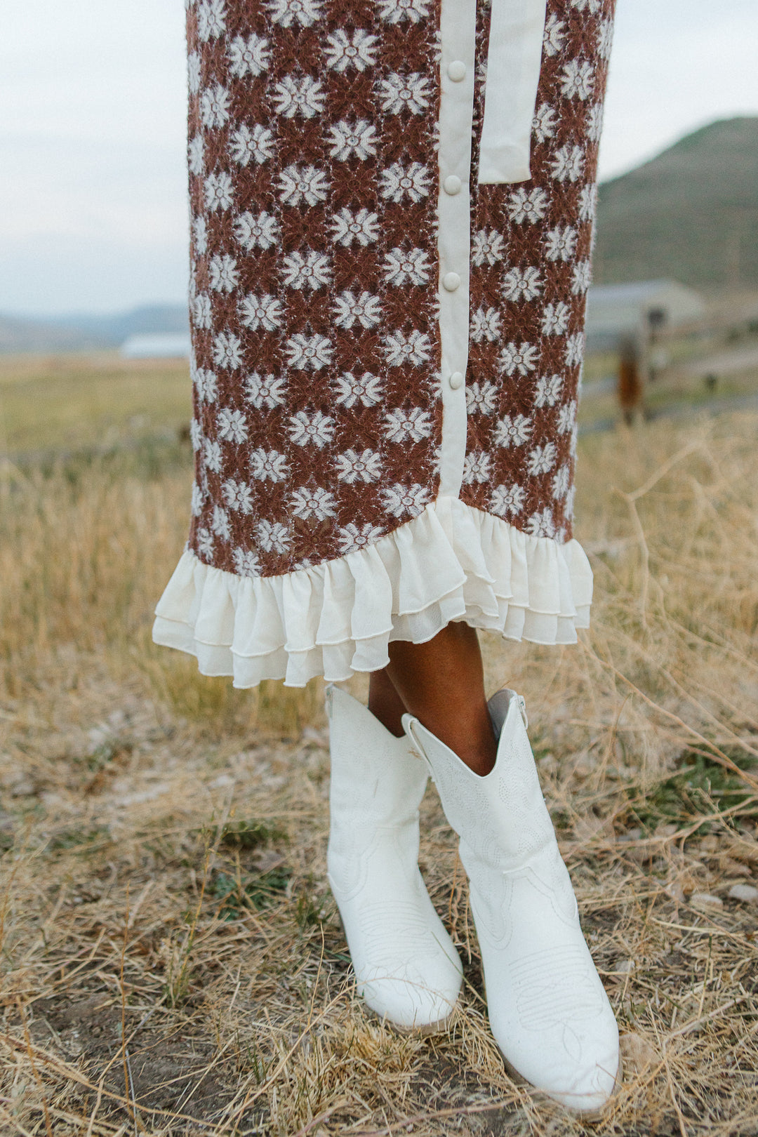 Becca Crochet Dress in Brown