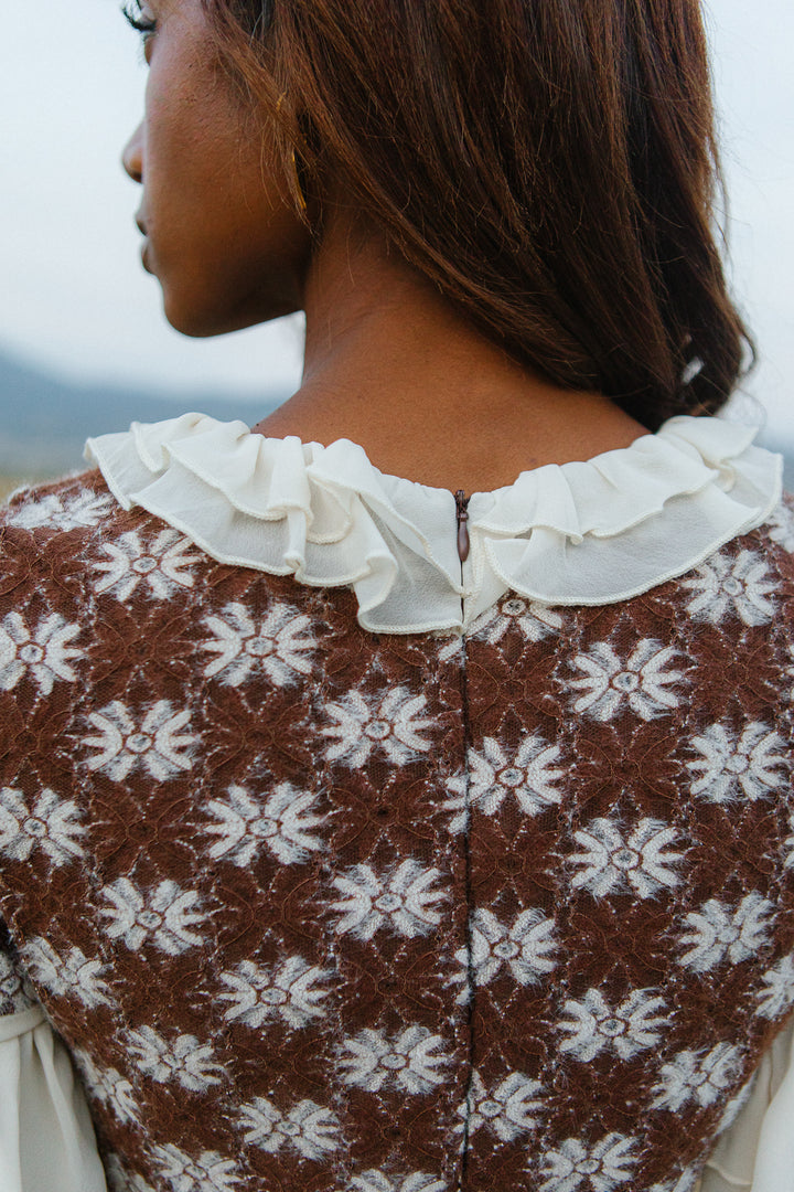 Becca Crochet Dress in Brown