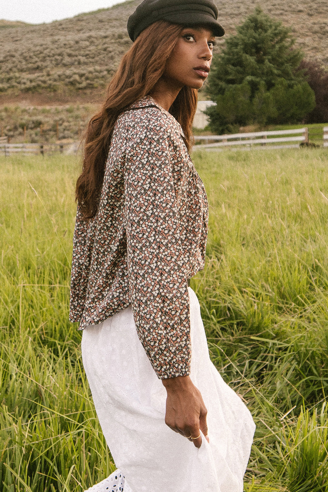 Betty Long Sleeve Blouse in Dark Floral