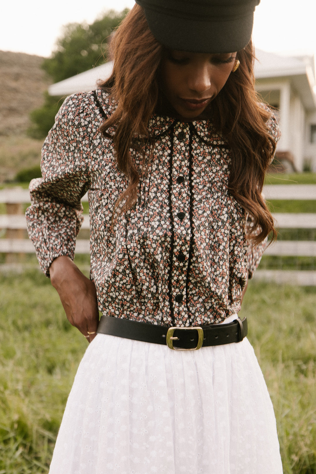 Betty Long Sleeve Blouse in Dark Floral